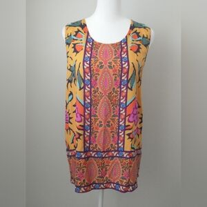 Haute Hippie paisley button back tank blouse L